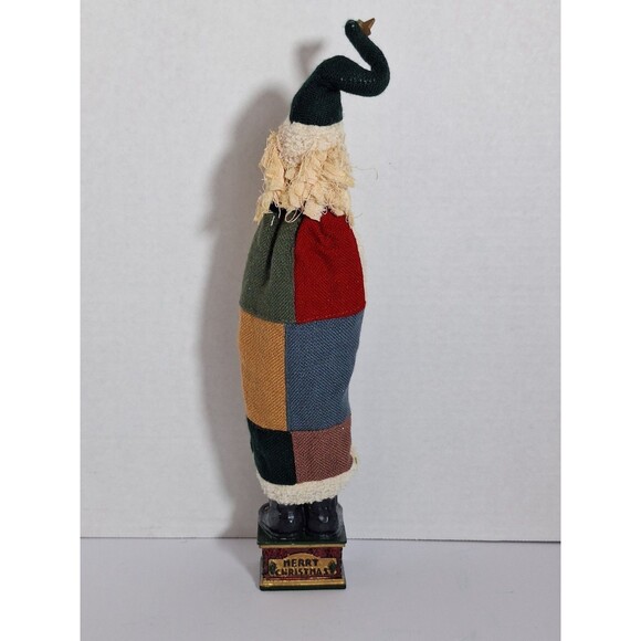 Folk Art Old World Santa Claus with Fabric Hair Coat Spools Buttons 13" Figurine - Picture 5 of 8